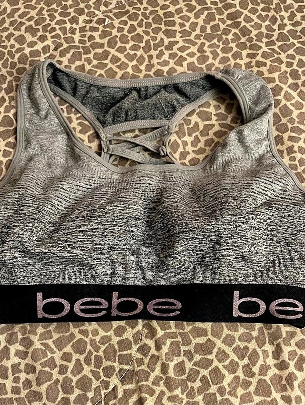 bebe Gray & Black Sports Bra Like New